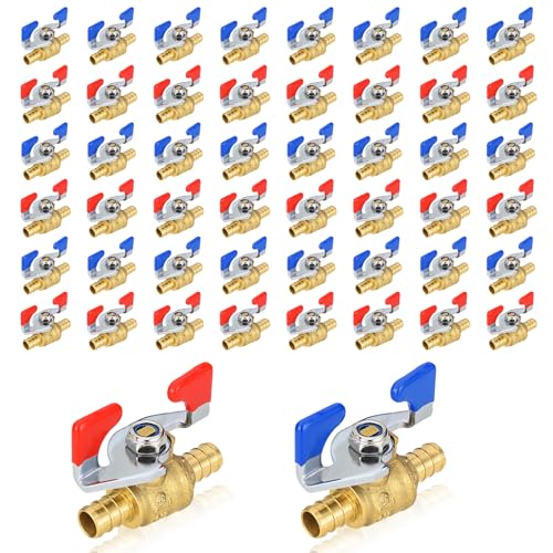 PEX Crimp-Kugelhahn, 1/2 Zoll und 3/4 Zoll, Absperrventil mit vollem Durchgang und Griff for heißes und kaltes Wasser – langlebiges DZR-Messing(50pack 1/2Inch) von QNZTUZLON
