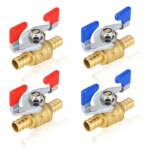 PEX Crimp-Kugelhahn, 1/2 Zoll und 3/4 Zoll, Absperrventil mit vollem Durchgang und Griff for heißes und kaltes Wasser – langlebiges DZR-Messing(5pack 1/2Inch) von QNZTUZLON
