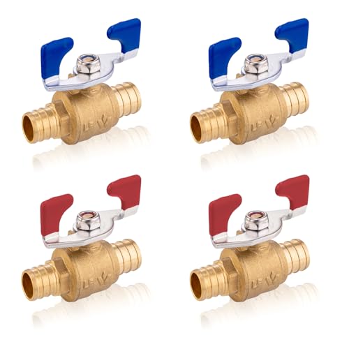 PEX Crimp-Kugelhahn, 1/2 Zoll und 3/4 Zoll, Absperrventil mit vollem Durchgang und Griff for heißes und kaltes Wasser – langlebiges DZR-Messing(5pack 3/4Inch) von QNZTUZLON