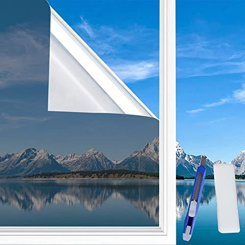 QOCO Spiegelfolie selbstklebend innen & außen ohne Rückstände [40x 200 cm] - Spiegelfolie Fenster Sichtschutz - Sonnenschutzfolie Fenster - Fensterfolie Sonnenschutz (40 x 400 cm) von QOCO