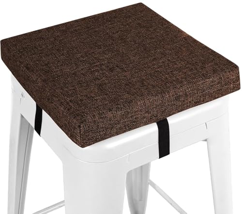 QOEUIUJ Quadratisches Hockerkissen 30 × 30 33 × 33 35 38 × 38, quadratische Kissen für Stühle, Dicke 3/5/8/10 cm für Bar, Bistrot, Esszimmer, Küche (braun, 40 x 40 x 5 cm) von QOEUIUJ