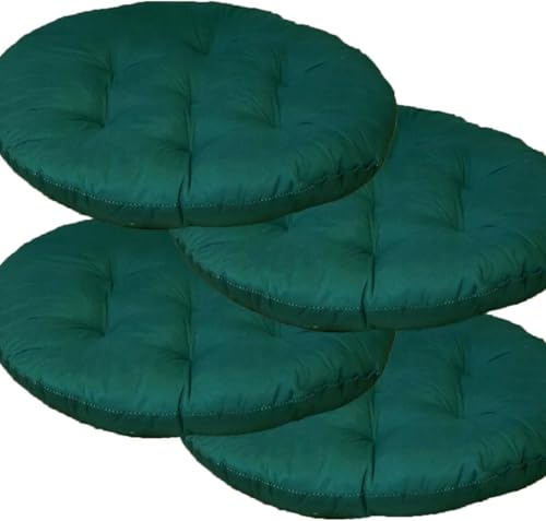 QOEUIUJ Rundes Stuhl-Sitzkissen, 40×40×5 cm, Esszimmerstuhlkissen, 2/4/6/8 Stück, Outdoor-Rattan-Möbel, Sitzmatte for Wohnzimmer, Büro, Garten, Terrasse,Küche, Esszimmer(Dunkelgrün,Set of 4) von QOEUIUJ