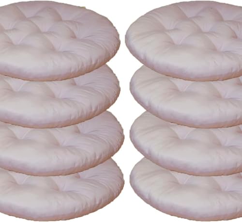 QOEUIUJ Rundes Stuhl-Sitzkissen, 40×40×5 cm, Esszimmerstuhlkissen, 2/4/6/8 Stück, Outdoor-Rattan-Möbel, Sitzmatte for Wohnzimmer, Büro, Garten, Terrasse,Küche, Esszimmer(Hellrosa,Set of 8) von QOEUIUJ