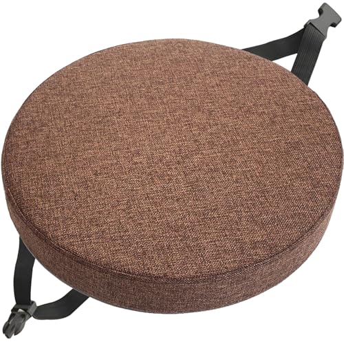 Rund Sitzkissen Stuhlkissen 30×30 35×35 40×40 45×45 50×50 Leinen Sitzpolster Abnehmbares Memory Schaum Runde Sitzauflage for Stuhl Hocker Haus Küche Esszimmer Garten Büro(A5,50x50x8cm) von QOEUIUJ