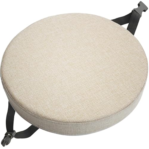 Rund Sitzkissen Stuhlkissen 30×30 35×35 40×40 45×45 50×50 Leinen Sitzpolster Abnehmbares Memory Schaum Runde Sitzauflage for Stuhl Hocker Haus Küche Esszimmer Garten Büro(A7,45x45x8cm) von QOEUIUJ