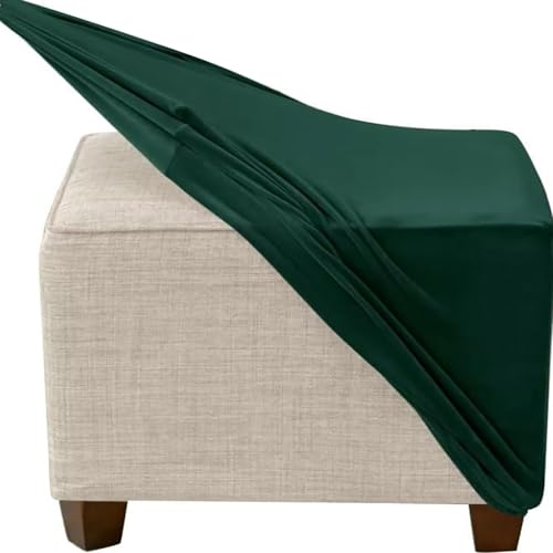 Samt Hockerbezug Quadratisch 60x60 40x40 50x50 45x45 55x55 35x35 80x80, Stretch Ottomane Cover mit Elastischer Unterseite, Überzug Hocker Protector Waschbar Hockerabdeckung(Dunkelgrün,60cm/24") von QOEUIUJ