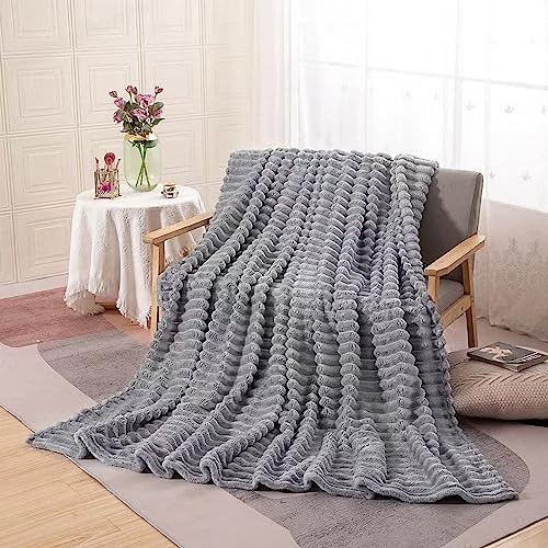 Kuscheldecke Sofa Decken grau, 150x200 cm Fleecedecke für Couch weich und warm, Wohndecke flauschig als Sofadecke Couchdecke… von QOFLY