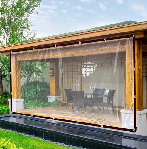 QOFLY Plane Transparent 4x4m, FüR AußEnbereich Plane Durchsichtig Mit öSen Wasserdicht Folie Gewebeplane Wetterfeste Faltbar Planen, Allzweckplane FüR Schutz Vor Witterung,Seil Enthalten von QOFLY