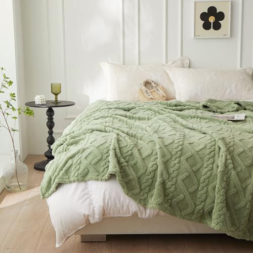 QOFLY Kuscheldecke Flauschig Decke Fleecedecke - Matcha Grün Wohndecke Warm Weich 150x200cm Sofadecke, XL Decke Couch Blanket Wohn- & Kuscheldecken, Sofa überwurfdecke von QOFLY