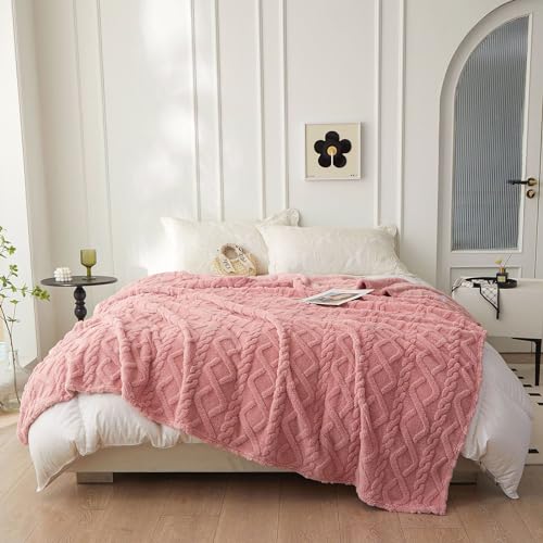 QOFLY Kuscheldecke Flauschig Decke Rosa Tagesdecke Fleecedecke 200x230 cm XXL Große Warme Couchdecke, Kuschlige Wohndecke Weich als Sofaüberwurf Blanket Sofadecke Bett für Winter von QOFLY