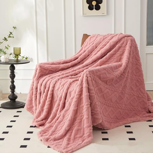 QOFLY Kuscheldecke Fleecedecke Rosa Flanell Decke Einfarbig Wohndecken 150x200cm Couchdecke Flauschig Überwurf Mikrofaser Tagesdecke Sofadecke Blanket Für Bett Sofa Schlafzimmer Büro von QOFLY