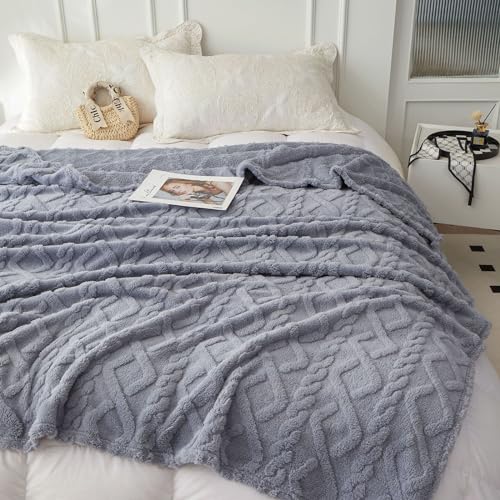 QOFLY Premium Flanell Kuscheldecke XL Super Soft Fleecedecke Sofadecke Überwurf Decke, 150x200cm Mikrofaser Tagesdecke Weiche Warme Wolldecke Hellblau Wohnzimmer Weich für Winter von QOFLY