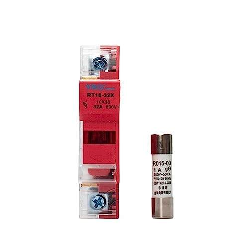 QOFRQNTJ AC 1Sets 1P LED Sicherung Halter 690V mit 10x38MM Flink Keramik Sicherung Core 0,5 EINE 1A 2A 3A 4A 5A 6A 8A 10A 16A 20A 25A 32A RO15(Red-1sets Fuse and Base,6 Years) von QOFRQNTJ