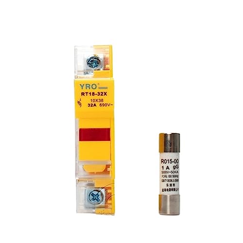 QOFRQNTJ AC 1Sets 1P LED Sicherung Halter 690V mit 10x38MM Flink Keramik Sicherung Core 0,5 EINE 1A 2A 3A 4A 5A 6A 8A 10A 16A 20A 25A 32A RO15(Yellow-1sets Fuse and Base,0.5A) von QOFRQNTJ