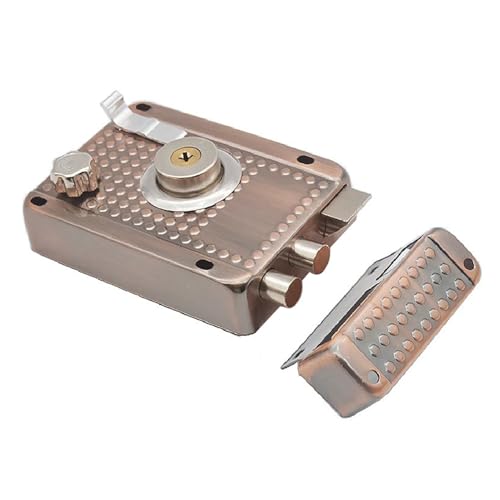 QOKLIYUI Edelstahl Rot Bronze Türschloss Hohe Festigkeit Stahl Outdoor Anti diebstahl Schloss Für Verbesserte, Links von QOKLIYUI