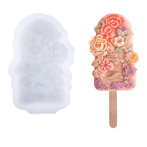 QOKLIYUI Eis am Stiel Form für selbstgemachtes Eis Eis am Stiel Formen Silikon Eis Formen Floral selbstgemacht, A von QOKLIYUI