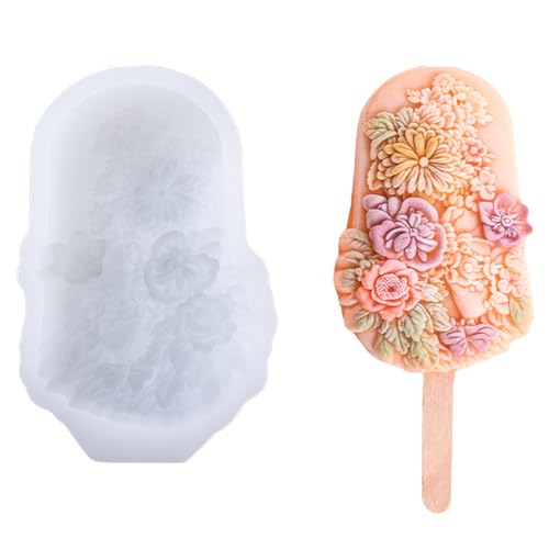 QOKLIYUI Eis am Stiel Form für selbstgemachtes Eis Eis am Stiel Formen Silikon Eis Formen Floral selbstgemacht, B von QOKLIYUI