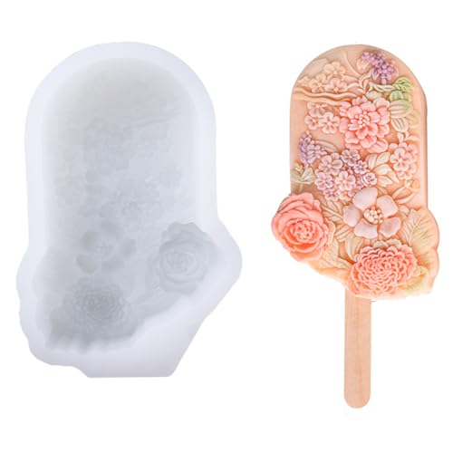 QOKLIYUI Eis am Stiel Form für selbstgemachtes Eis Eis am Stiel Formen Silikon Eis Formen Floral selbstgemacht, C von QOKLIYUI