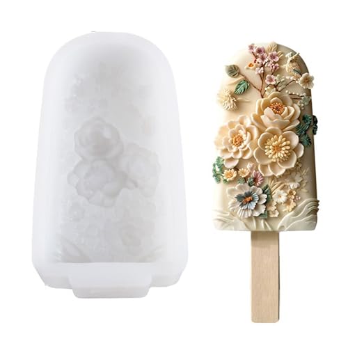 QOKLIYUI Eis am Stiel Form für selbstgemachtes Eis Eis am Stiel Formen Silikon Eis Formen Floral selbstgemacht, D von QOKLIYUI