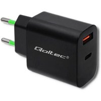 51713 Ladegerät 18 w 5–12 v 1,5–3 a usb Typ c pd usb qc 3.0 Schwarz - Qoltec von QOLTEC