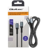 Qoltec USB 2.0 Typ C Kabel USB 2.0 Typ C 100W QC 3.0 PD 1m Schwarz von QOLTEC