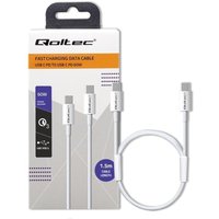 Qoltec USB 2.0 Typ-C-Kabel USB 2.0 Typ C 60 W QC 3.0 PD 1,5 m Weiß von QOLTEC