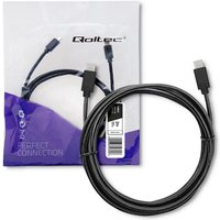Qoltec USB 2.0 Typ C Steckerkabel USB 2.0 Typ C Stecker 2 m Schwarz von QOLTEC