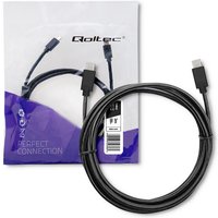 Qoltec USB 2.0 Typ C Steckerkabel USB 2.0 Typ C Stecker 3m Schwarz von QOLTEC