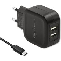 Qoltec Wandladegerät 17W 5V 3,4A 2xUSB + MicroUSB-Kabel von QOLTEC