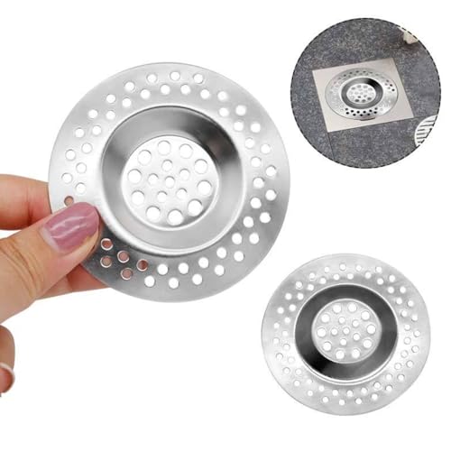 QOMJUFA 2 PCS Waschbecken Sieb, Abflusssieb Edelstahl, Löcher Waschbecken Sieb, Abflusssieb Dusche, Waschbecken Sieb aus Edelstahl, Haarsieb Dusche, Abfluss Siebe, Haarsieb Waschbecken von QOMJUFA