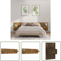 The Living Store Bettkopfteil mit Nachttischen Räuchereiche Holzwerkstoff - Bettkopfteil - Holzbett - Bettwäsche - Rauchereiche Möbel - Nachtschränke The Living Store Bettkopfteil mit Nachttischen Räuchereiche Holzwerkstoff - Bettkopfteil - Holzbett - Bettwäsche - Rauchereiche Möbel - Nachtschränke von QONOVT