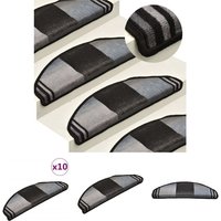 The Living Store Stufenmatten Selbstklebend 10 Stk 65x21x4 cm Schwarz Grau - Stufenteppiche von QONOVT