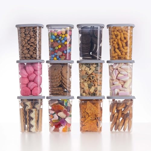 QOONA Luftdichte Vorratsdosen mit Deckel [1000ml - 12er-Set] Hellgrau - Stapelbar & platzsparend für die Küche, Mehl Aufbewahrung, Food Container, Vorratsbehälter, Aufbewahrungsbox von QOONA