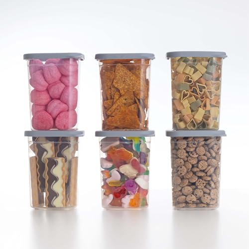 QOONA Luftdichte Vorratsdosen mit Deckel [1000ml - 6er-Set] Hellgrau - Stapelbar & platzsparend für die Küche, Mehl Aufbewahrung, Food Container, Vorratsbehälter, Aufbewahrungsbox von QOONA
