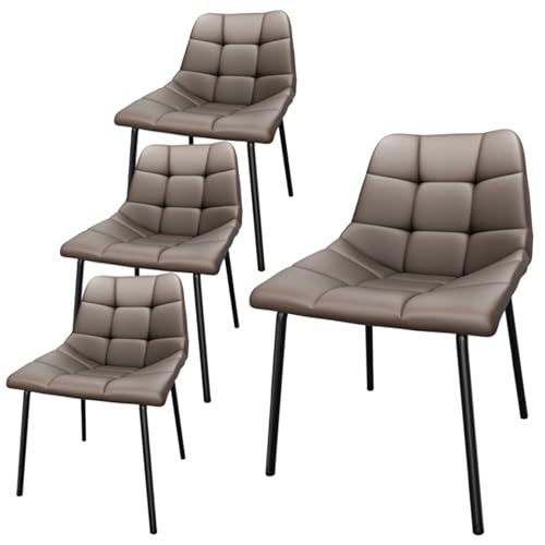QOPIGFBN Esszimmerstühle 4er Set, Gepolsterter Esstisch Stühle Geeignet für Esszimmer Küche Wohnzimmer,Ergonomische Stühle Esszimmer Kunstleder mit Metallbeinen, 180 kg belastbar (Braun) von QOPIGFBN