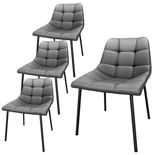 QOPIGFBN Esszimmerstühle 4er Set, Gepolsterter Esstisch Stühle Geeignet für Esszimmer Küche Wohnzimmer,Ergonomische Stühle Esszimmer Kunstleder mit Metallbeinen, 180 kg belastbar (Grau) von QOPIGFBN