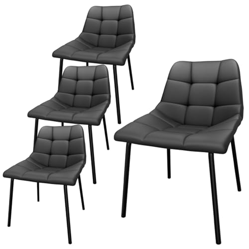 QOPIGFBN Esszimmerstühle 4er Set, Gepolsterter Esstisch Stühle Geeignet für Esszimmer Küche Wohnzimmer,Ergonomische Stühle Esszimmer Kunstleder mit Metallbeinen, 180 kg belastbar (Schwarz) von QOPIGFBN
