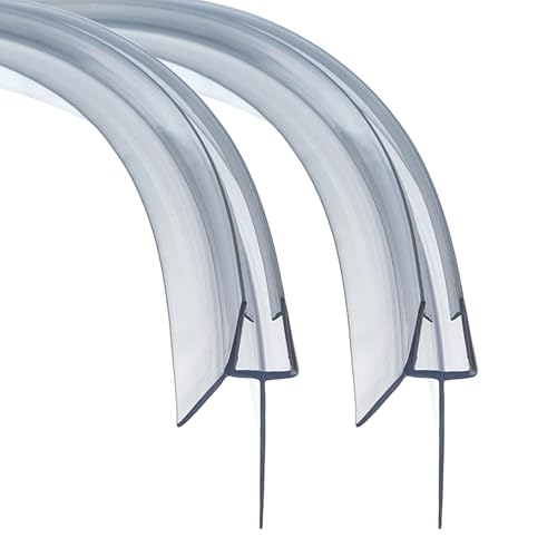 QOROCO Duschdichtung Gebogen 2x 50cm für 6-8mm Glastüren, mit länger Gummilippe(Lippen 20mm), Situationen mit größerer Bodenfreiheit, Vorgebogene PVC Ersatzdichtung für Runddusche, Rundbadewanne von QOROCO