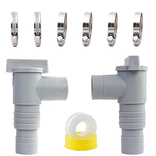 QOTSTEOS 2 Packungen Absperrventil für Pools mit 32 mm Schlauchanschluss, Pool Schlauchadapter mit 6 x Schlauchschellen, Pool-Absperrhahn 32 mm, Pool-Pflegezubehör für Aufstellpool und Pool von QOTSTEOS
