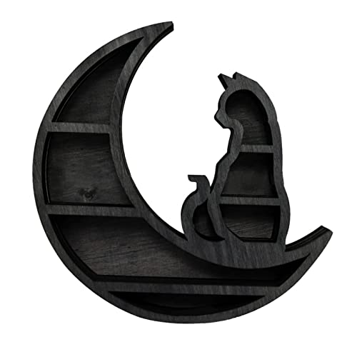 QOTSTEOS Holz Kristall Regal, Mond Katze Home Improvement Wall Mounted Jewelry Rack Wooden Crystal Shelf Kitchen von QOTSTEOS