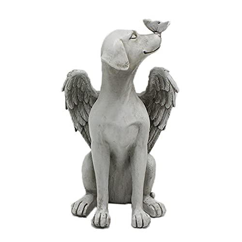 QOTSTEOS Katze Hund Engel Grabmarker, schlafende Katze mit Engelsflügeln, Hundeengel Haustier Gedenkstein Marker Tribut Statue, Katze Hund Engel Grabmarker Ornament Haustier Garten Statue (Größe: von QOTSTEOS