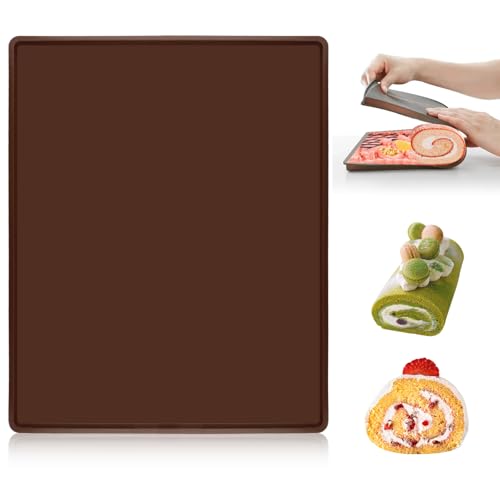 QOUBNIC 1 Stücke Silikon Backblech Rollmatte, Backmatte aus Silikon Antihaftbeschichtet Backblech Swiss Roll Cake Mat Rutschfest Kuchenrollenmatte für Kochen Backen Keksen (30x40x1cm) von QOUBNIC