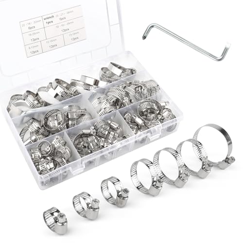 QOUBNIC 73 Stück Edelstahl Schlauchschellen Set 6-38mm, 7 Größen Schlauchklemme Einstellbare Rohrschellen Sortiment für Haus Gas Rohr Wasserleitung Auto Gasrohr in Box QOUBNIC 73 Stück Edelstahl Schlauchschellen Set 6-38mm, 7 Größen Schlauchklemme Einstellbare Rohrschellen Sortiment für Haus Gas Rohr Wasserleitung Auto Gasrohr in Box von QOUBNIC