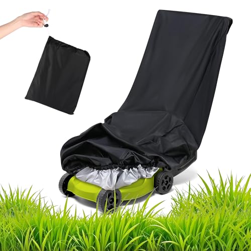 QOUBNIC Rasenmäher Abdeckung, Rasentraktor abdeckplane Abdeckung für Aufsitzrasenmäher Wasserdicht, 600D Oxford Wasserdicht Schutzhülle mit Kordelzug Organizer（195x66x108 cm） von QOUBNIC