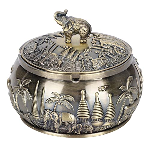 QOXEFPJZ aschenbecher Retro Retro Winddicht Aschenbecher mit original Metall Zinklegierung Winddichte Abdeckung Home Dekorative Handwerk Geschenkdekoration (Color : A) von QOXEFPJZ