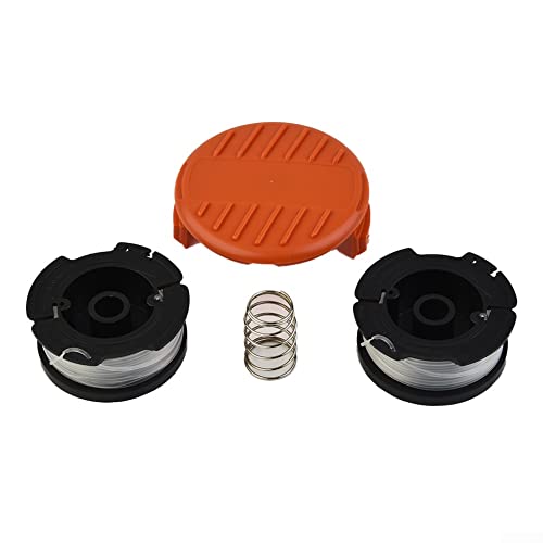 1/2 Stück Rasentrimmer-Abdeckkappe und 2/4 Stück Spule und Schnur für Black & Decker GLC3630L GLC3630L20 Rasentrimmer-Ersatzteile von QOXEZY