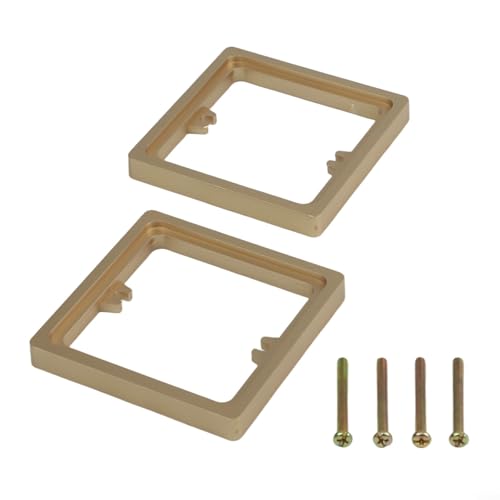 2 Stück 10 mm Einzelsteckdosen-Abstandshalter 1-Gang quadratische Rahmenplatte mit 4 Schrauben, ABS Steckdosenverlängerung für flache Wandbefestigung (Gold) von QOXEZY