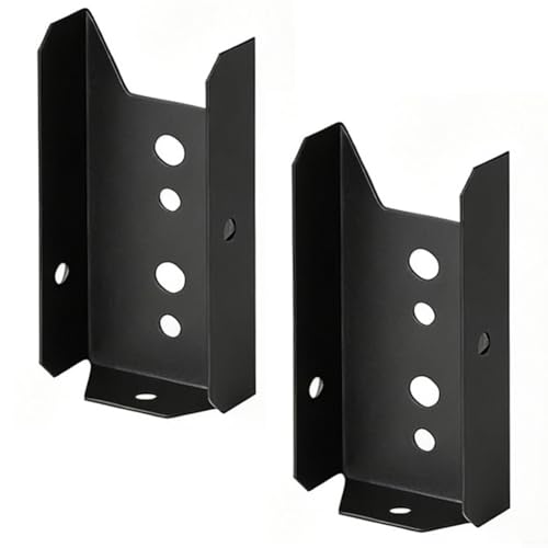 2 x 4 Zaunhalterungen aus Metall, robuste Stahlhalterungen, schwarze Oberfläche, einfache Installation, keine Schrauben, passend für Holzschienen im Freien, für Zaundeck, CS (2 Stück) von QOXEZY