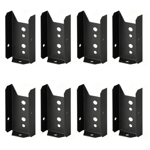 2 x 4 Zaunhalterungen aus Metall, robuste Stahlhalterungen, schwarze Oberfläche, einfache Installation, keine Schrauben, passend für Holzschienen im Freien, für Zaundeck, CS (8 Stück) von QOXEZY