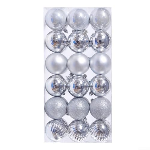 36 Stück bruchsichere Kunststoff-Weihnachtskugel-Ornamente für Baum- und Kranzdekoration, geeignet für Feiertagsfeiern und Partyverbesserungen (Silber) von QOXEZY